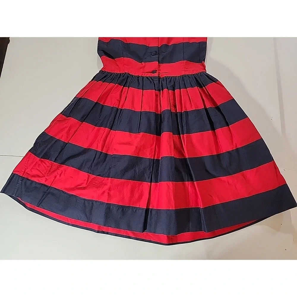 Ralph Lauren‎ Girls 16 Striped Dress Navy Red Sleeveless Preppy Party Holiday